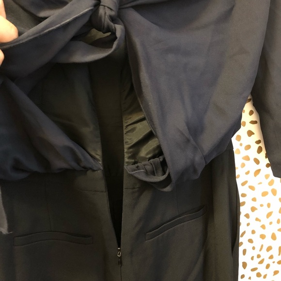 Issa 3/4 sleeve jumpsuit navy and black tie detail - Picture 4 of 5